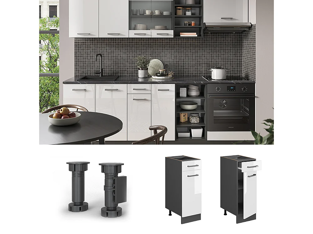 Mueble bajo de cocina blanco alto brillo 30x60x81.6 r-line