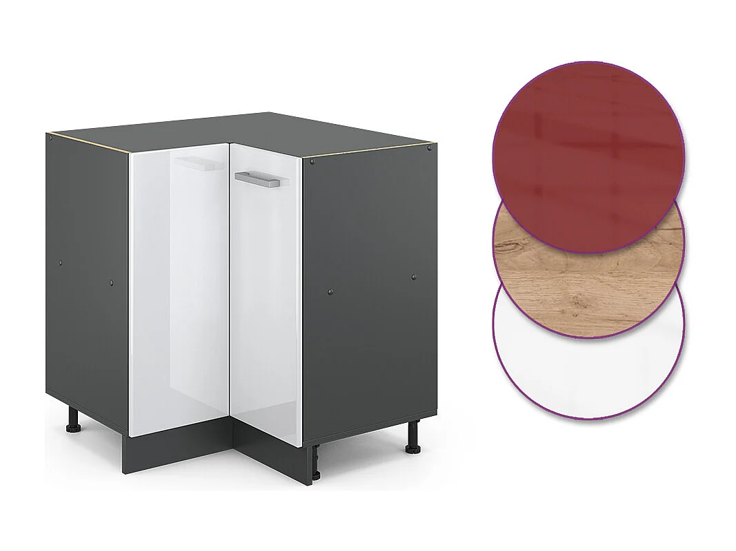 Mobile ad angolo cucina bianco lucido 75.6x60x81.6 r-line