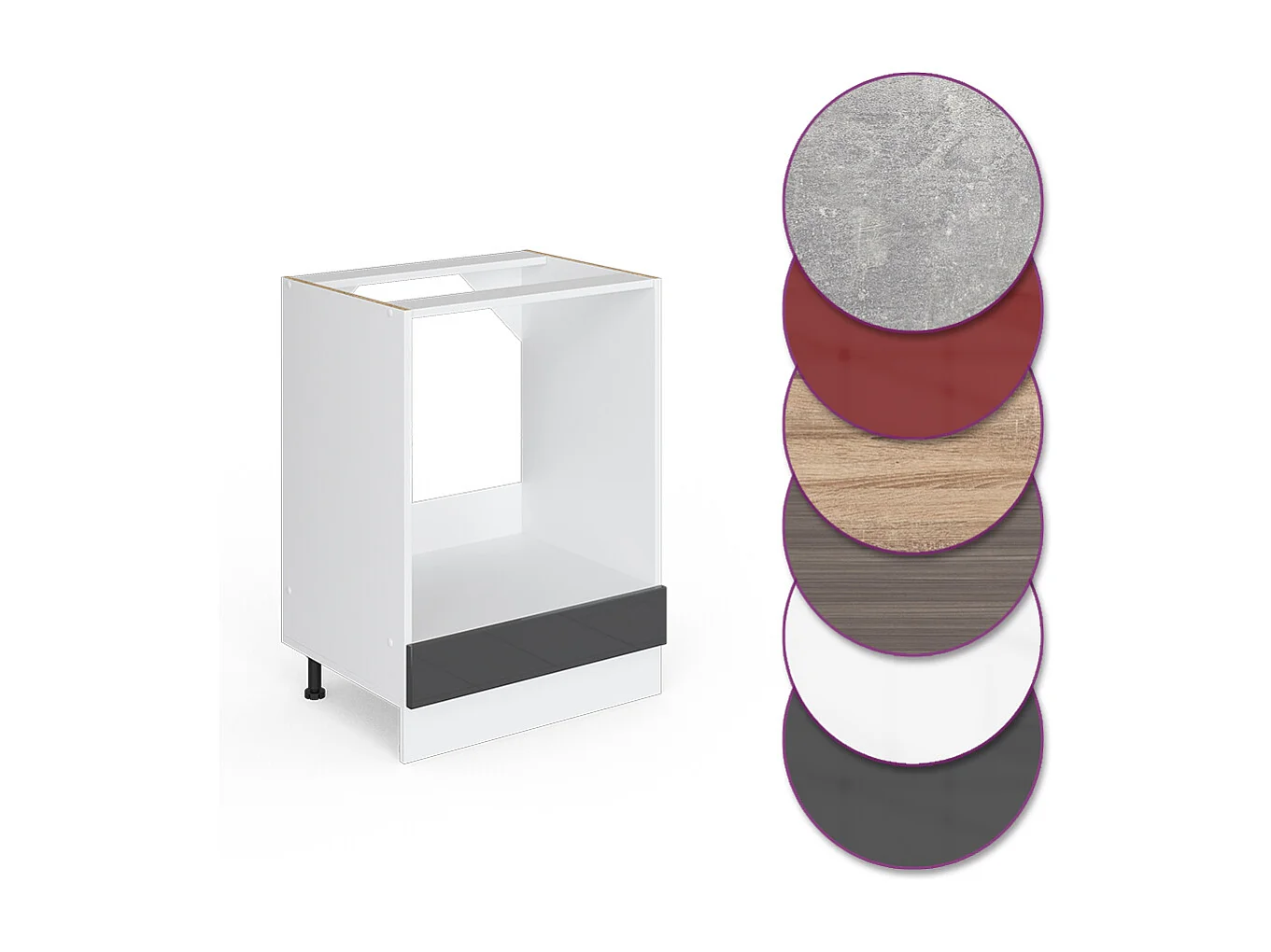 Meuble pour four anthracite haute brillance 60x60x81.6 r-line