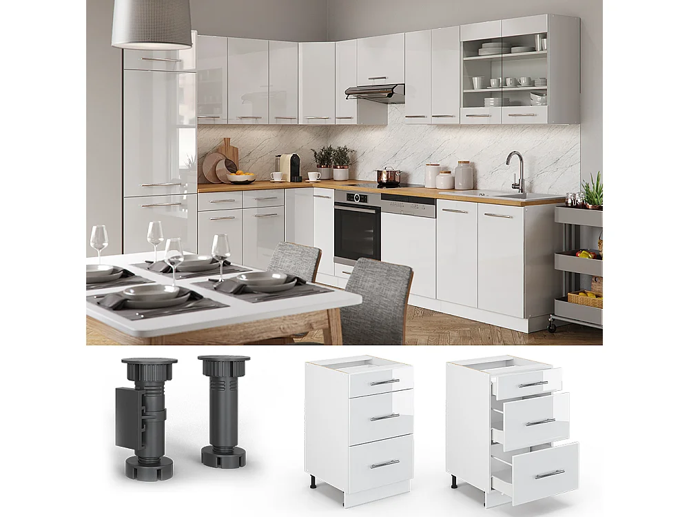 Mueble bajo de cocina blanco alto brillo 50x51.6x82 fame-line