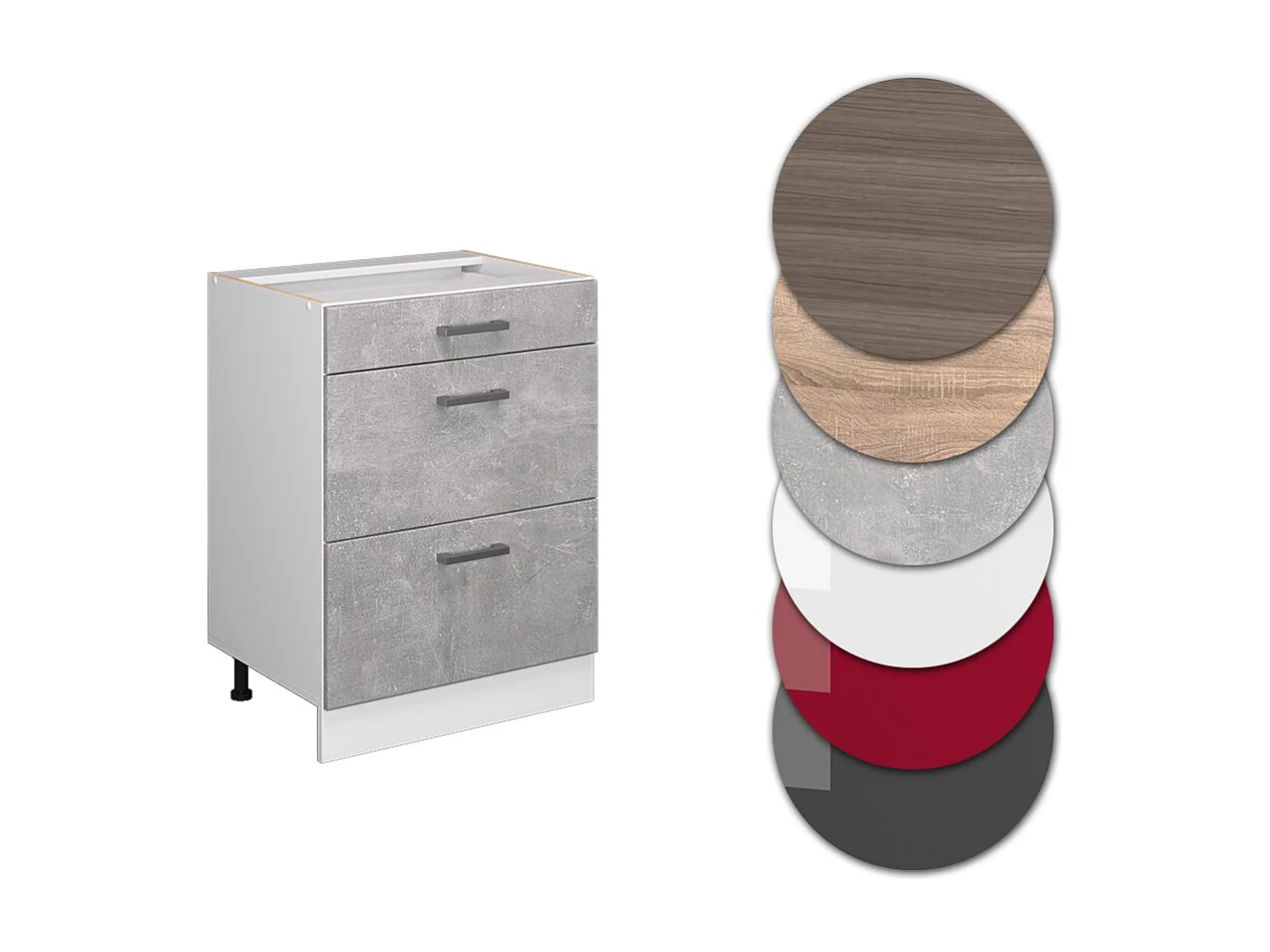 Küchenunterschrank beton 60x46x81.6 r-line