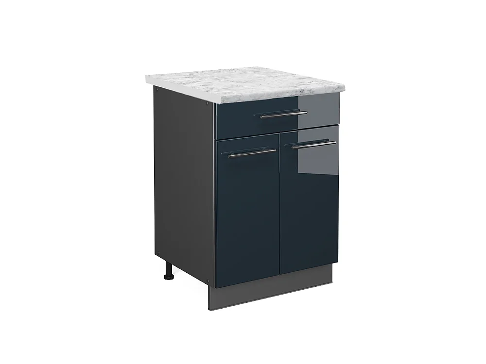Meuble cuisine bleu foncé brillant 60x60x82 fame-line