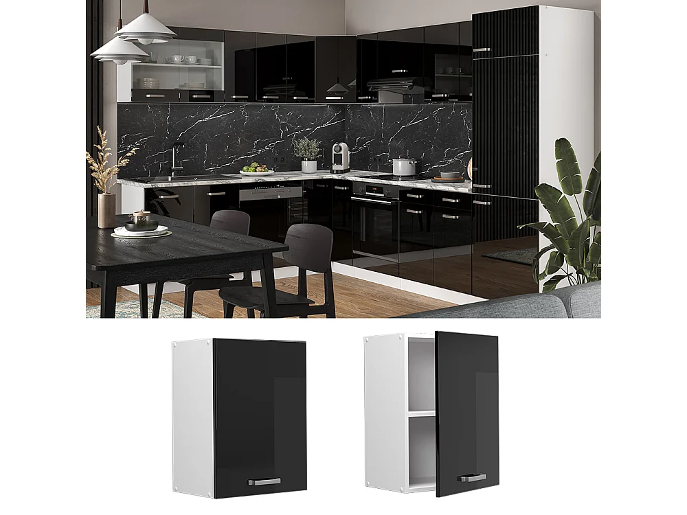 Armario colgante negro brillo intenso 45x31x60 r-line