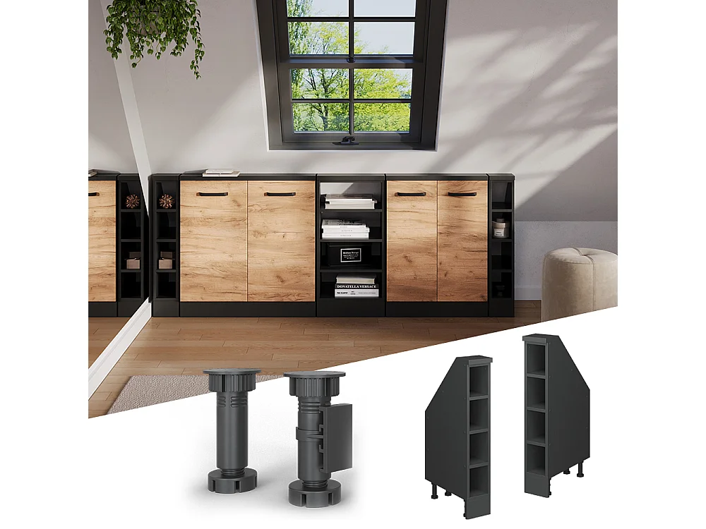 Küchenschrank für Dachschrägen anthrazit 15x46x81.6 r-line