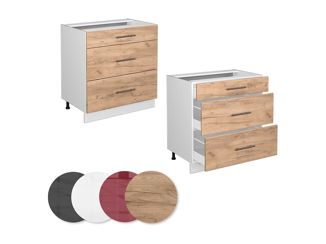 Mueble bajo de cocina roble dorado 80x51.6x82 fame-line