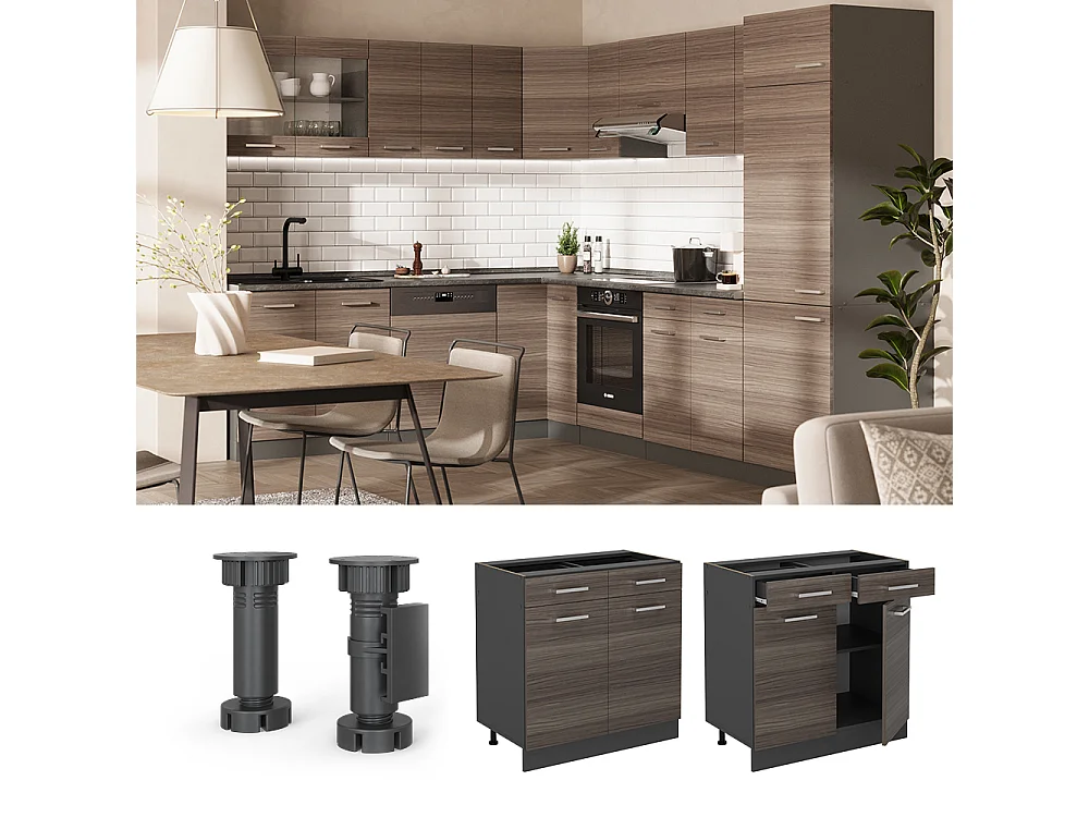 Meuble cuisine gris noble 80x60x81.6 r-line