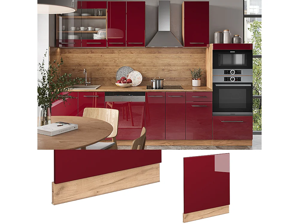 Panel frontal rojo burdeos alto brillo 60x1.6x67.4 fame-line