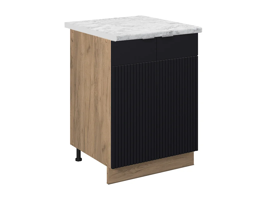 Meuble bas de cuisine noir rayé 60x60x82 fame-line