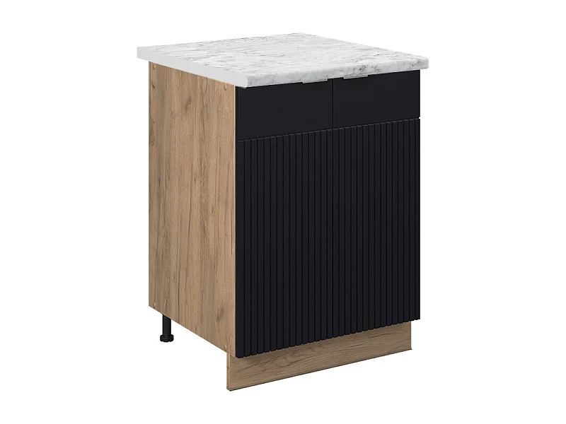 Meuble bas de cuisine noir rayé 60x60x82 fame-line