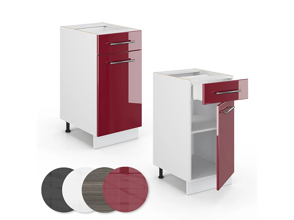 Mobiletto base per cucina Bordeaux lucido 40x51.6x82 fame-line