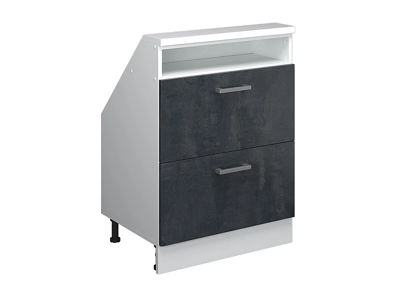 Keukenkast voor schuine wand zwart beton 60x46x81.6 r-line