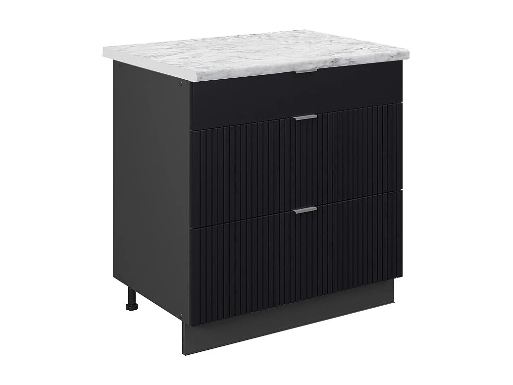 Mobiletto base per cucina nero a righe 80x60x82 fame-line