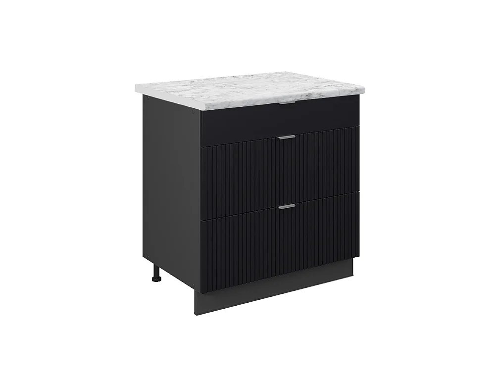 Meuble cuisine noir rayé 80x60x82 fame-line