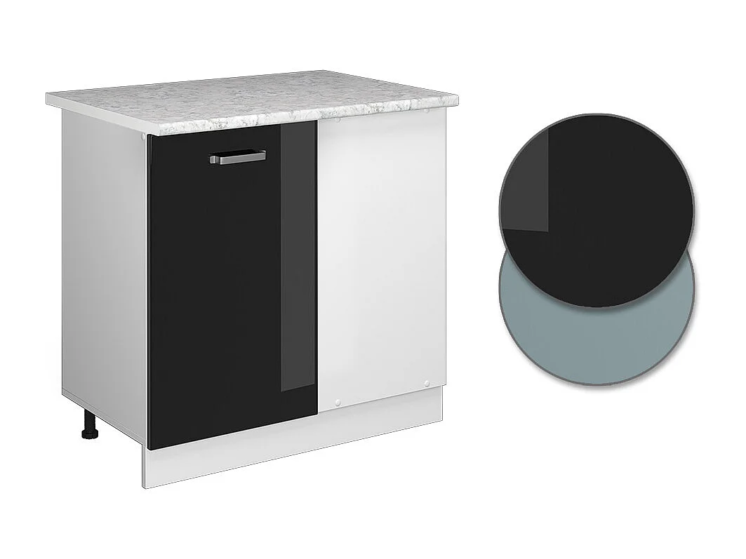 Armario de esquina negro brillo intenso 86x60x81.6 r-line