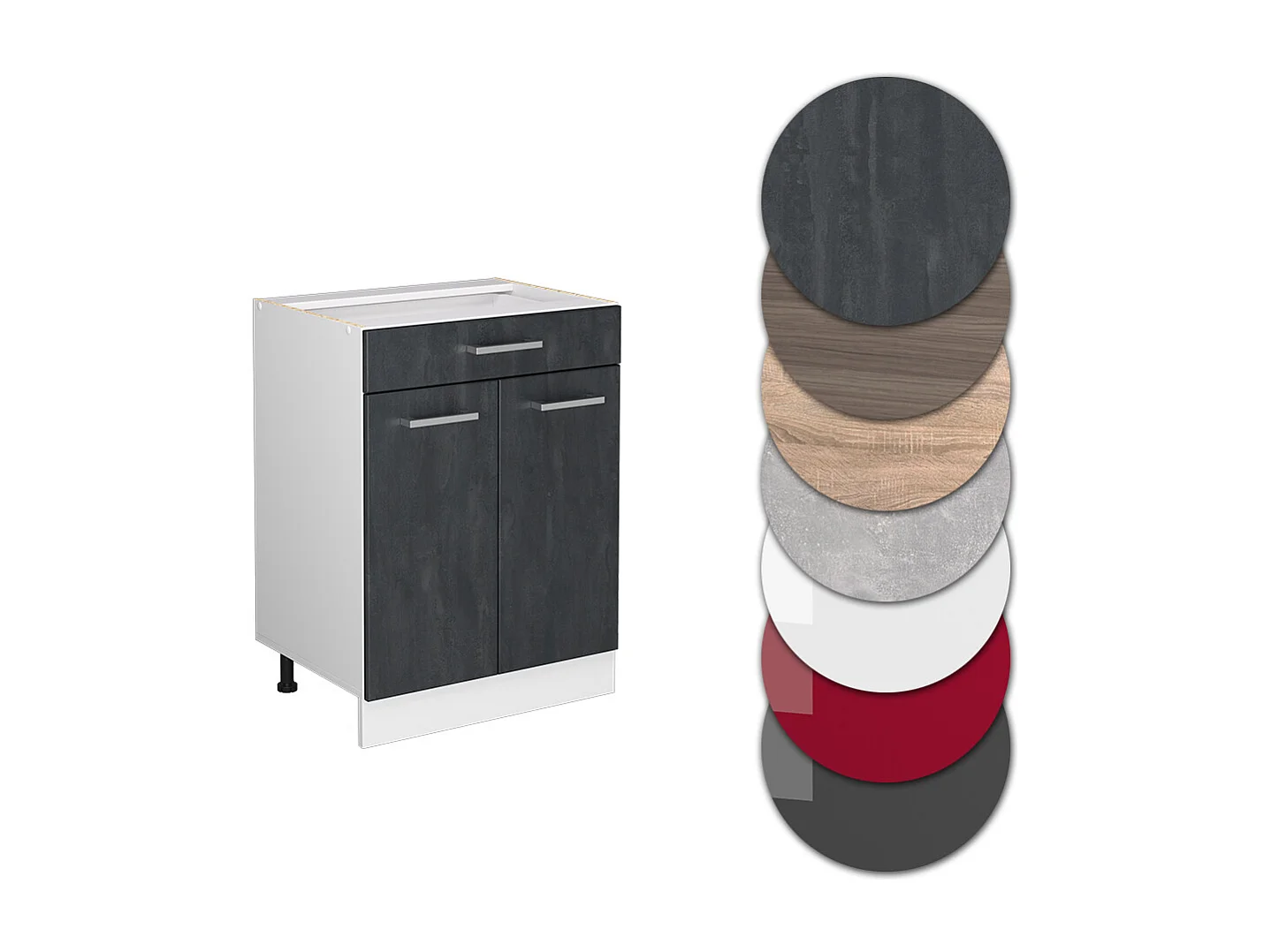 Meuble cuisine béton noir 60x60x81.6 r-line