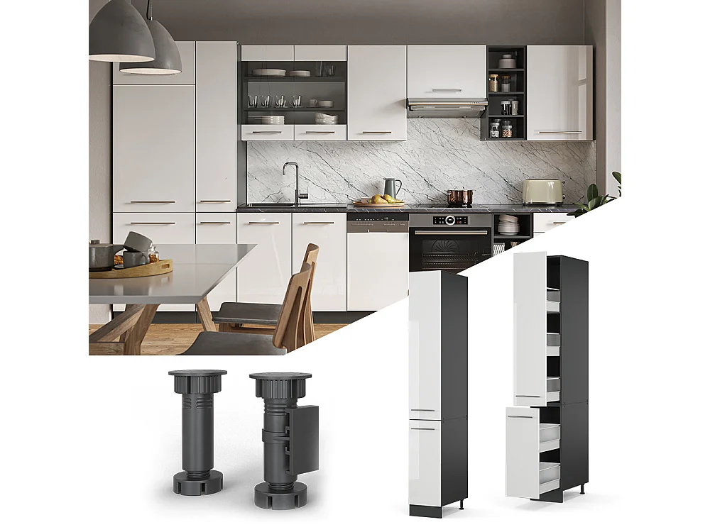 Meuble haute de cuisine blanc haute brillance 30x58x206.8 fame-line