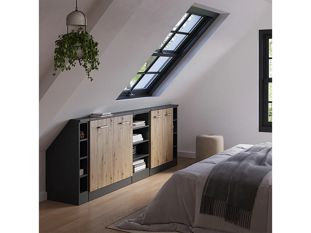 Meuble sous pente chêne artisan 215x46x81.6 r-line