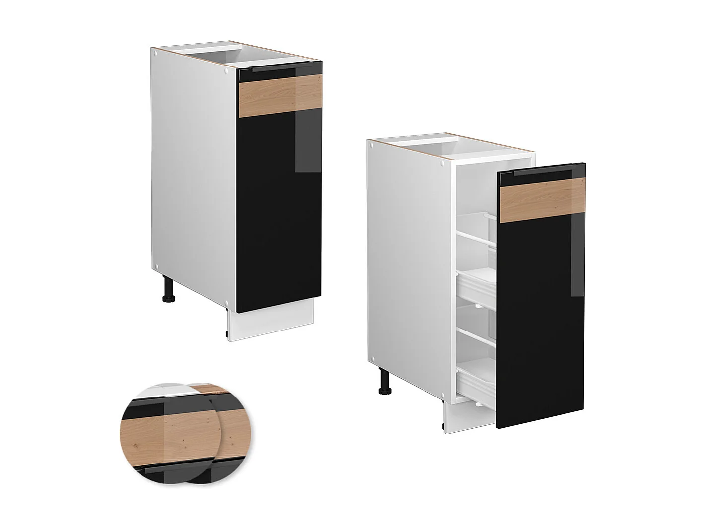 Armario de farmacia roble negro alto brillo 30x60x82 fame-line