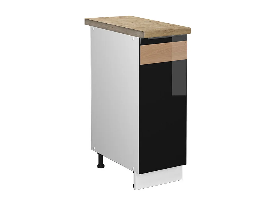 Meuble de cuisine chêne noir brillant 30x60x82 fame-line