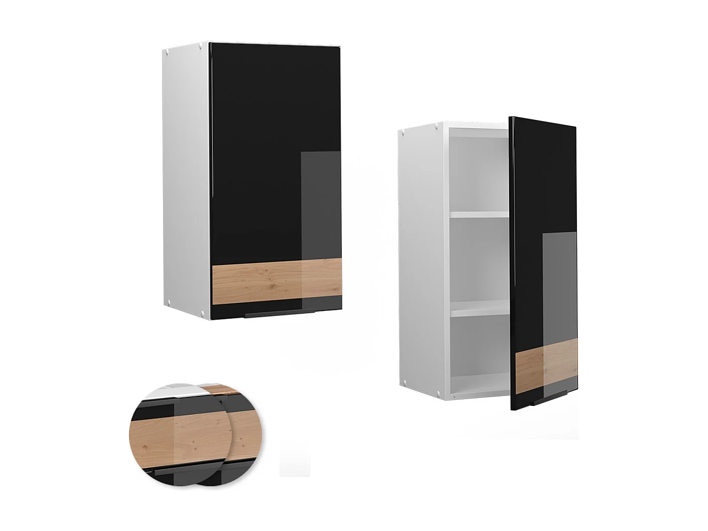 Armario colgante roble negro alto brillo 40x34.1x72 fame-line