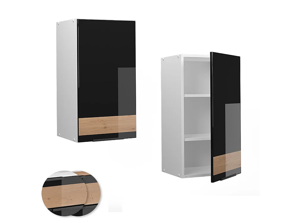 Hängeschrank schwarz eiche hochglanz 40x34.1x72 fame-line