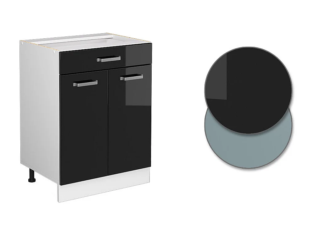 Mueble bajo de cocina negro brillo intenso 60x60x81.6 r-line