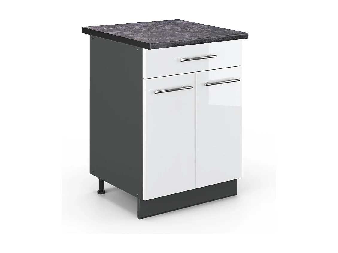 Meuble cuisine blanc haute brillance 60x60x82 fame-line