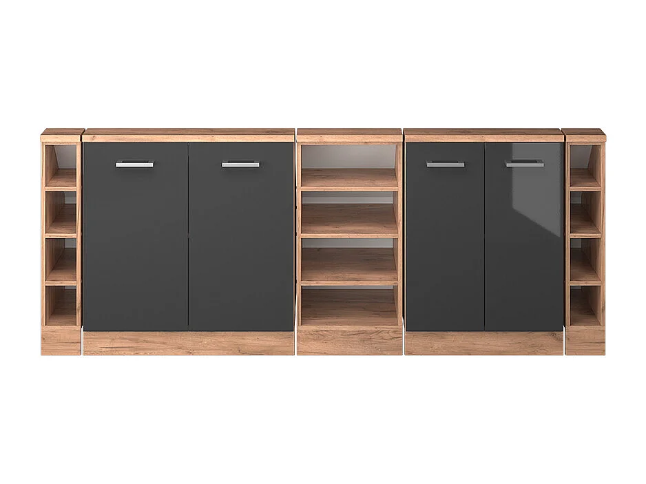 Küchenschrank für Dachschrägen anthrazit hochglanz 215x46x81.6 r-line
