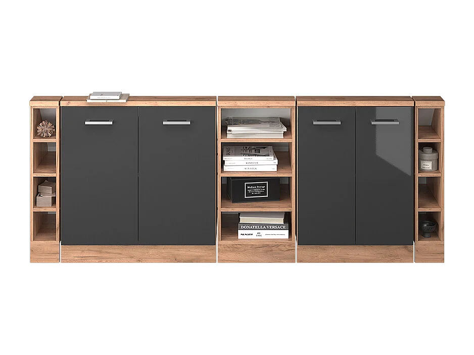 Küchenschrank für Dachschrägen anthrazit hochglanz 215x46x81.6 r-line