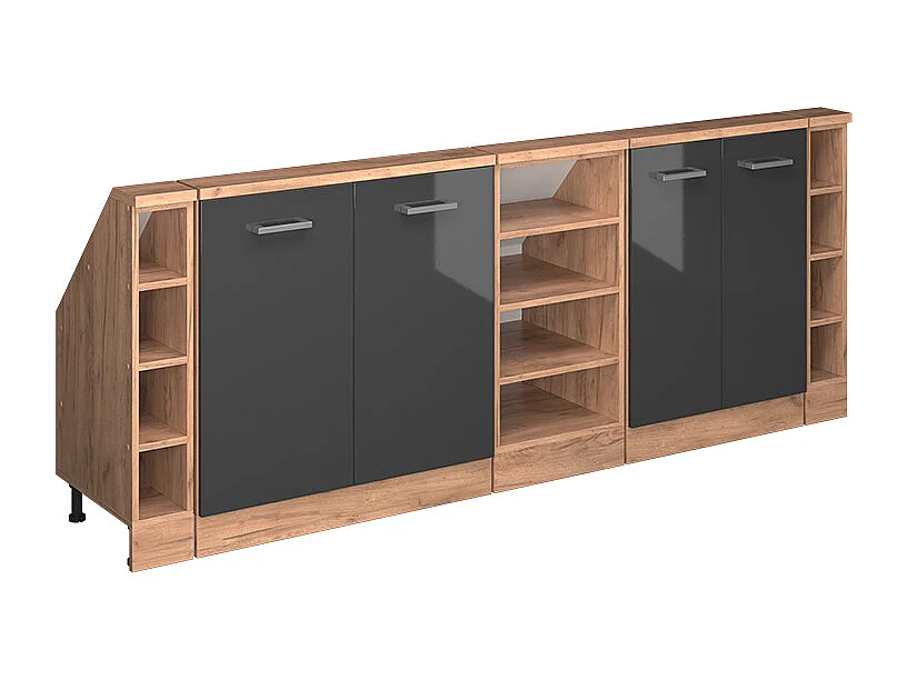 Mobile cucina sottotetto antracite lucido 215x46x81.6 r-line