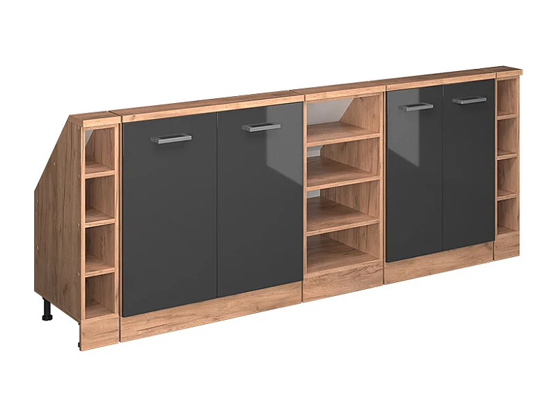 Meuble sous pente anthracite haute brillance 215x46x81.6 r-line