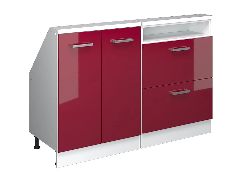 Küchenschrank für Dachschrägen rot hochglanz/weiß 120x46x81.6 r-line