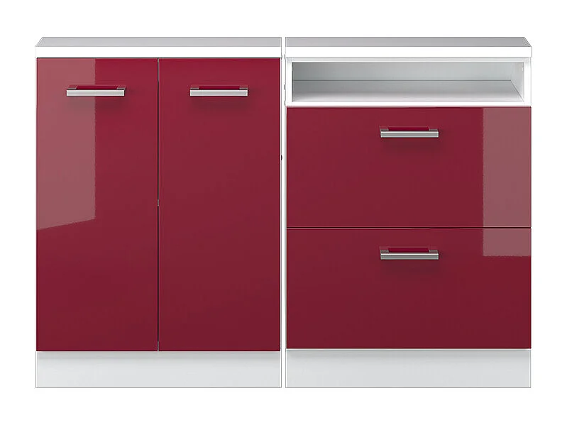 Meuble sous pente rouge brillant/blanc 120x46x81.6 r-line