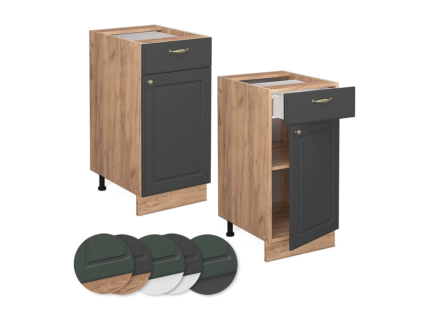 Meuble cuisine anthracite-or 40x60x82 fame-line