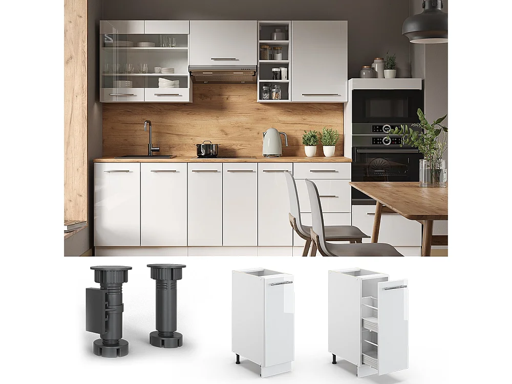 Meuble de cuisine blanc haute brillance 30x51.6x82 fame-line