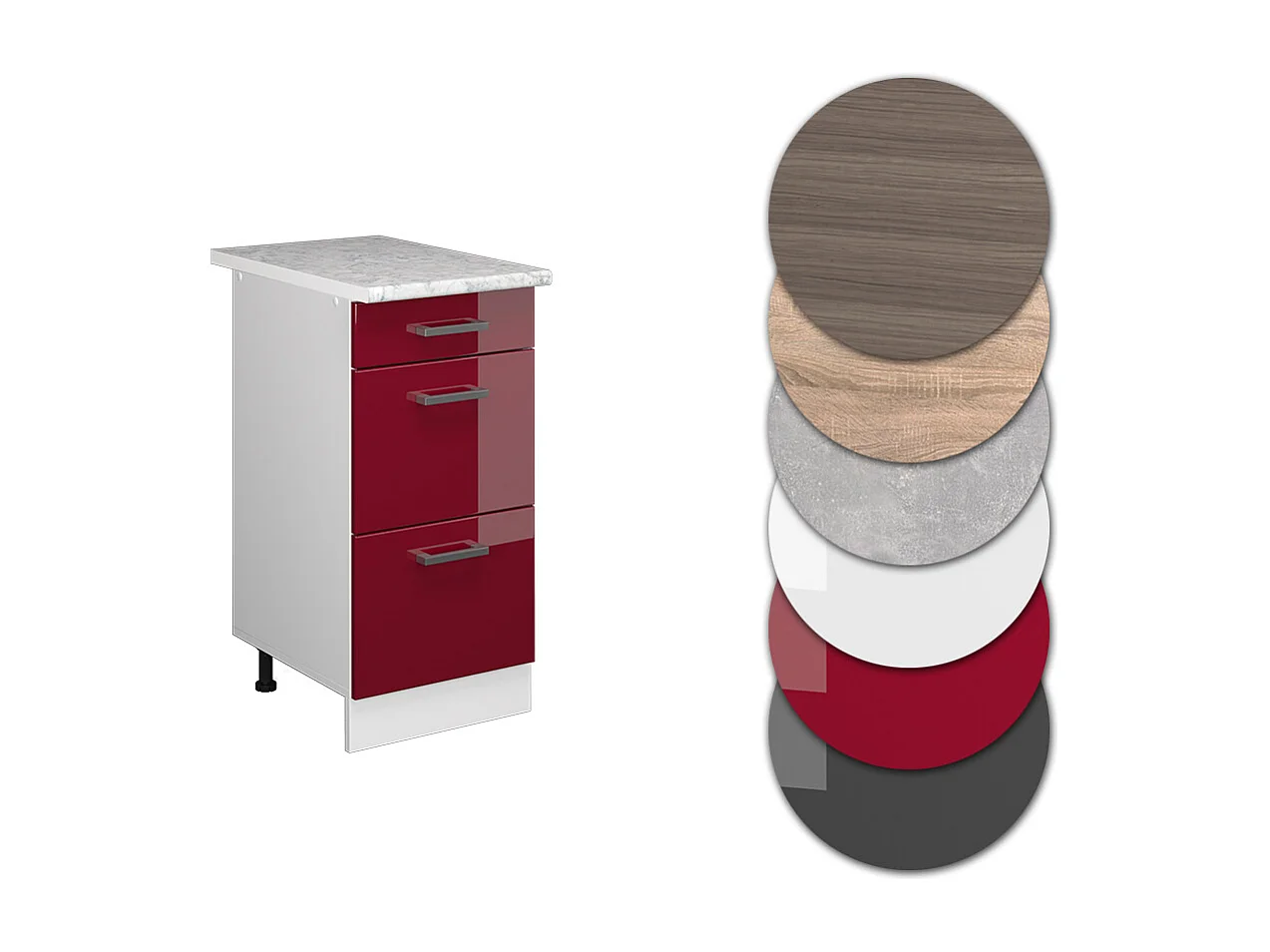 Meuble cuisine rouge brillant 40x60x81.6 r-line