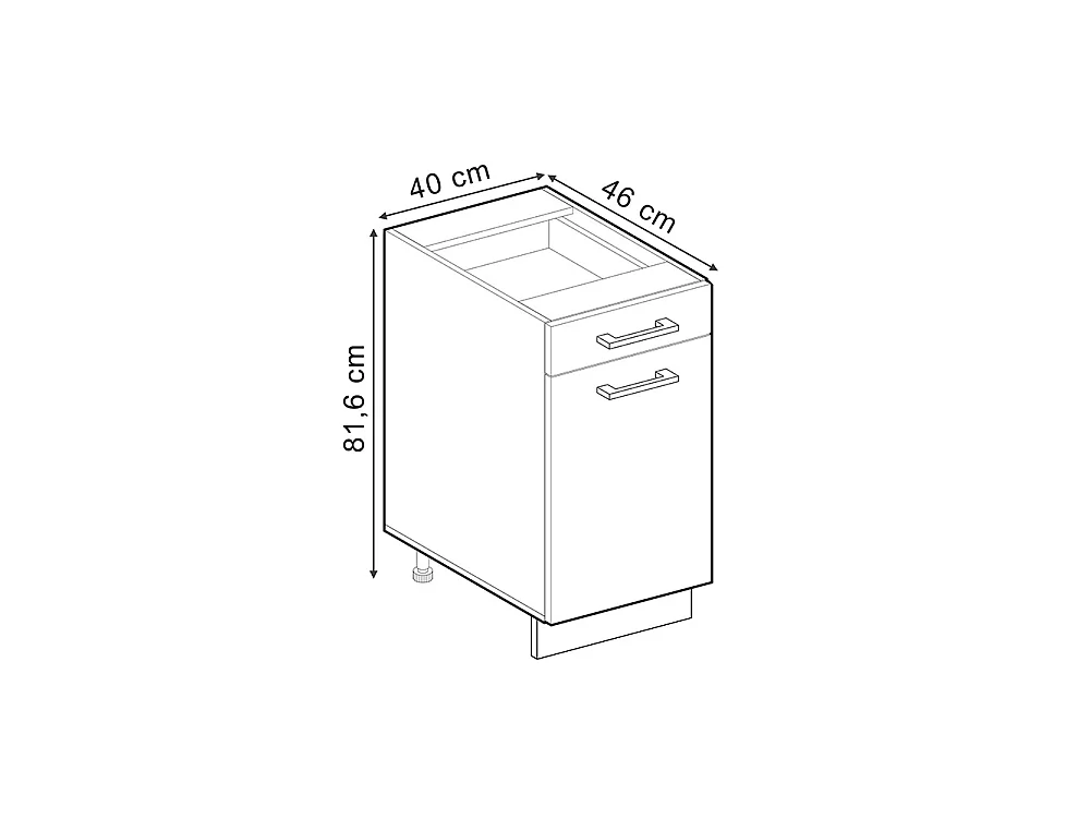 Mobiletto base per cucina Rovere dorato 40x60x81.6 r-line