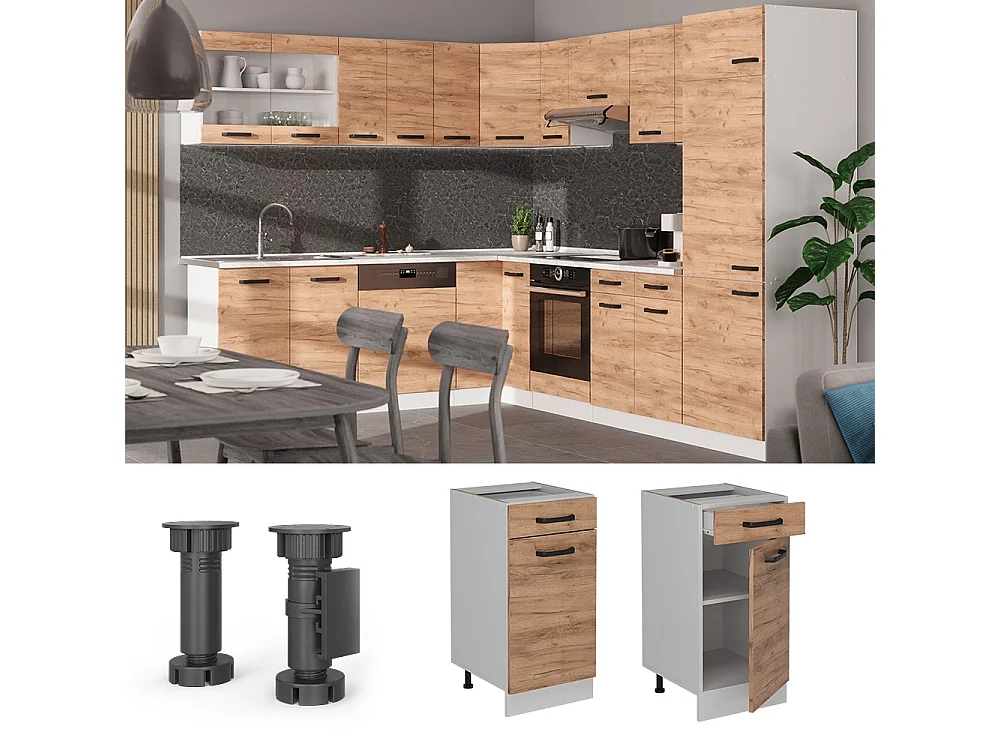Mobiletto base per cucina Rovere dorato 40x60x81.6 r-line