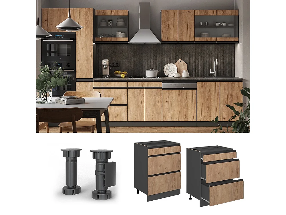 Meuble cuisine chêne de force doré 60x60x81.6 r-line