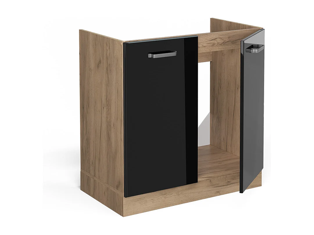 Szafka pod zlew czarny wysoki połysk 80x46x81.6 r-line