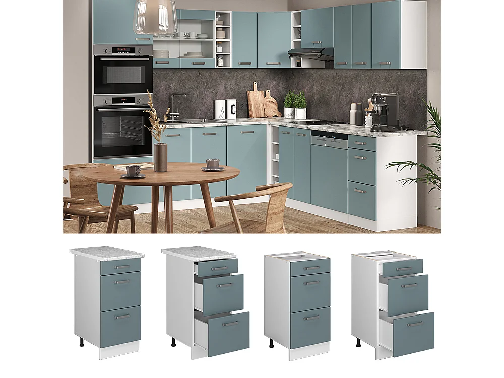 Meuble cuisine bleu-gris 40x60x81.6 r-line