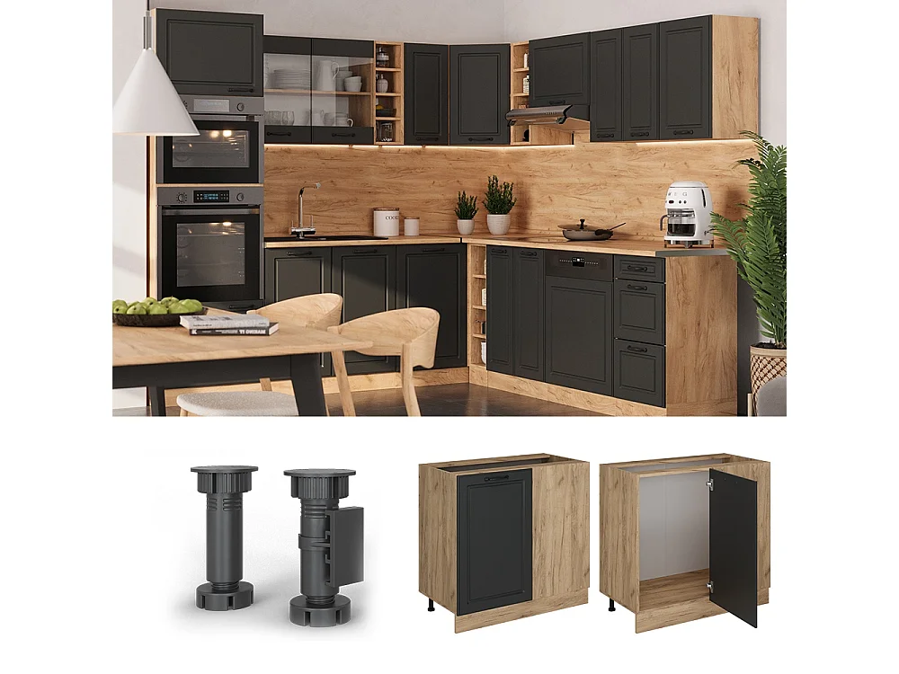 Hjørneskab antracit landhus 86x46x81.6 r-line
