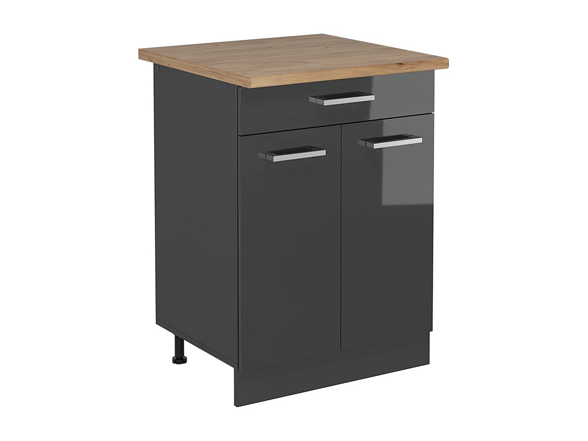Armário baixo de cozinha antracite alto brilho 60x60x81.6 r-line