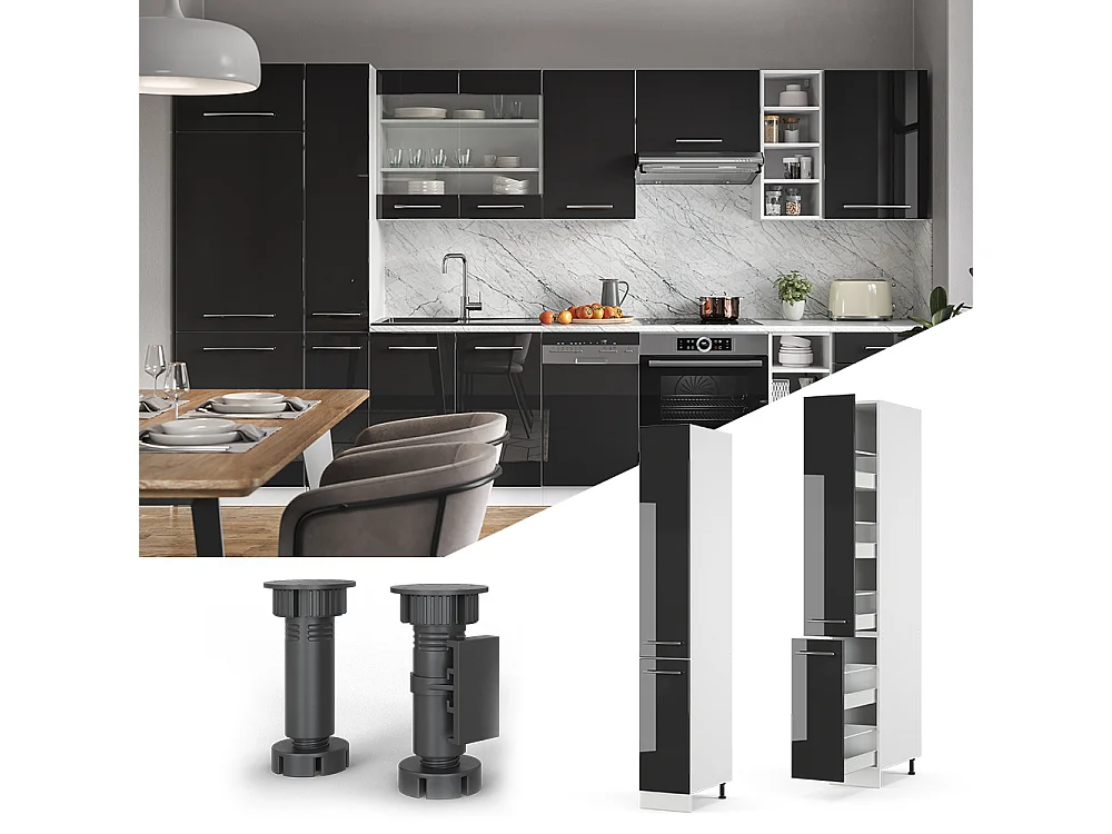 Meuble haute de cuisine anthracite haute brillance 30x58x206.8 fame-line