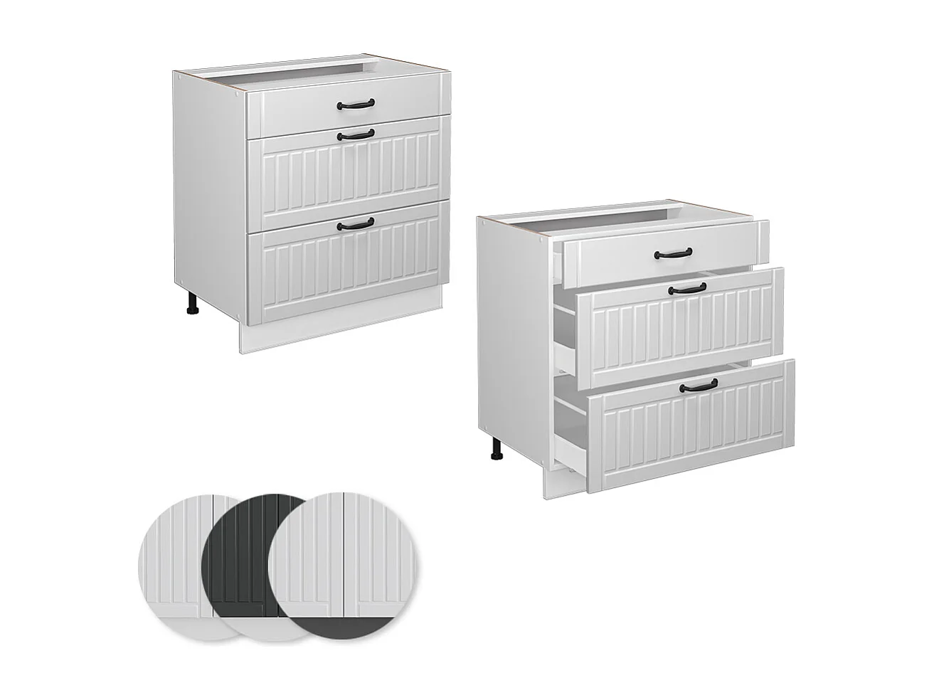 Mueble bajo de cocina blanco casa de campo 80x60x82 fame-line