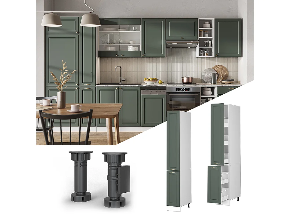 Meuble haute de cuisine vert or campagne 30x58x206.8 fame-line