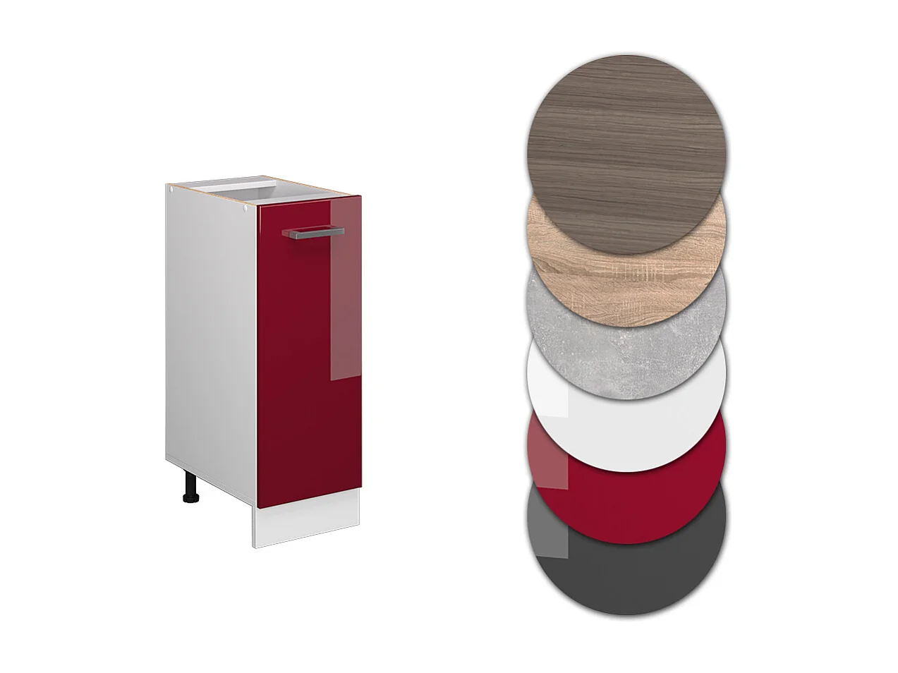 Meuble de cuisine rouge brillant 30x60x81.6 r-line