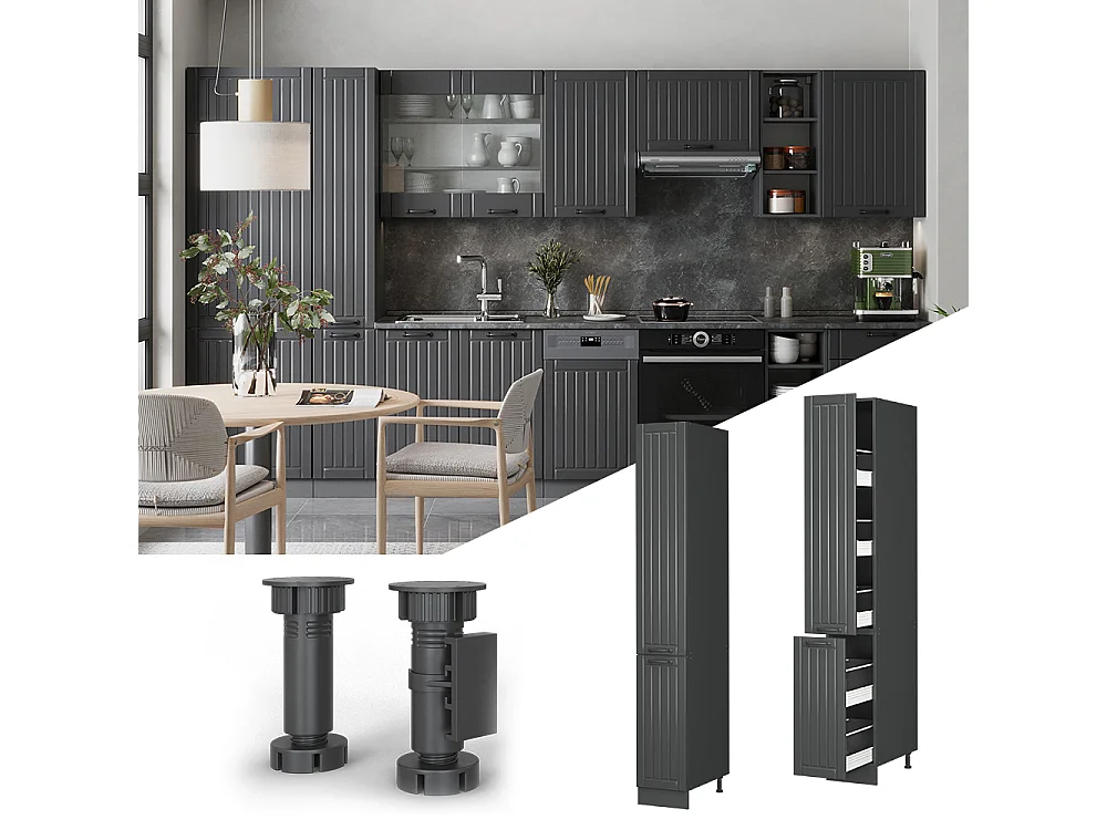 Mobiletto base per cucina grigio scuro 30x58x206.8 fame-line