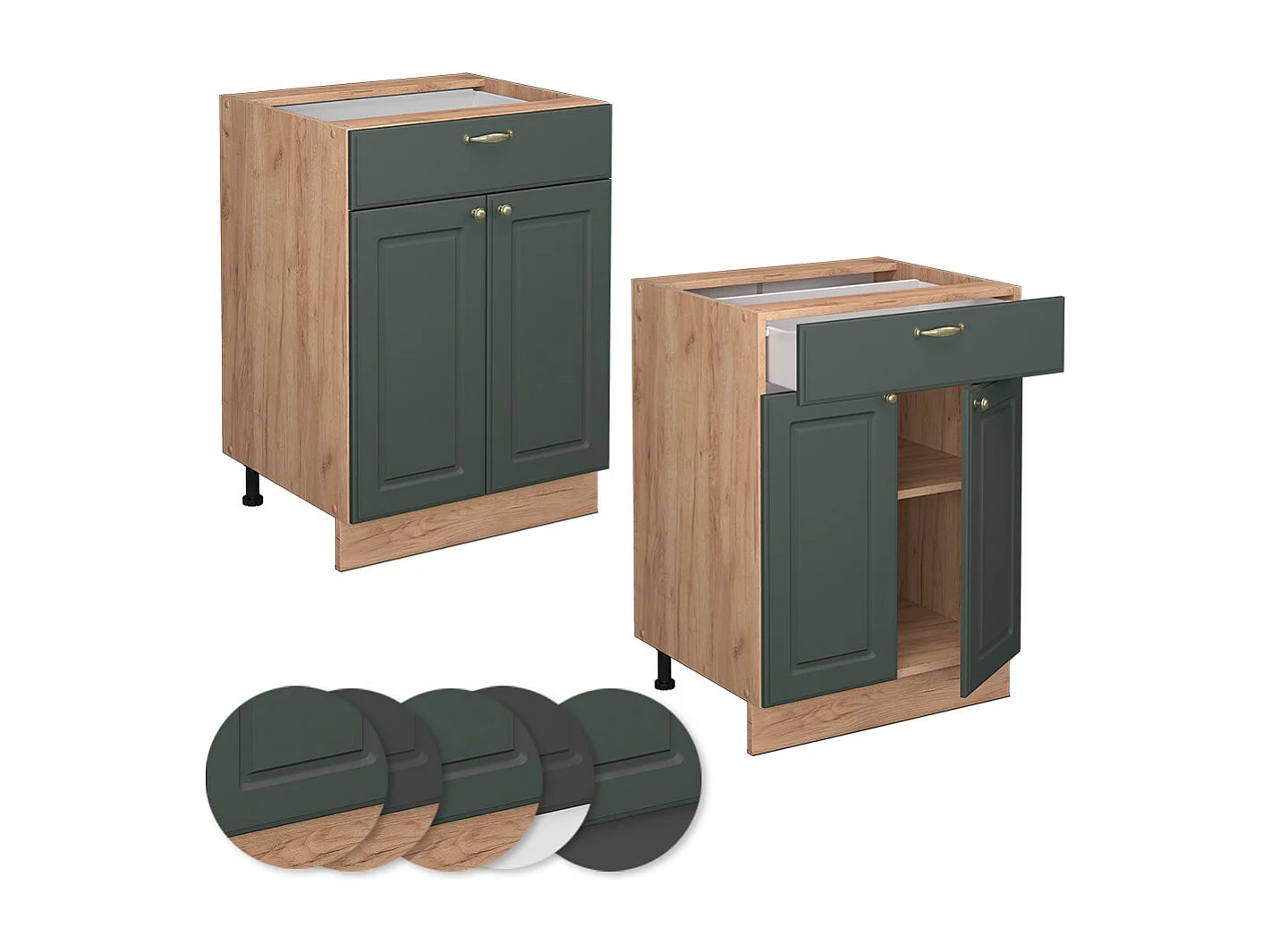 Meuble cuisine vert or campagne 60x51.6x82 fame-line