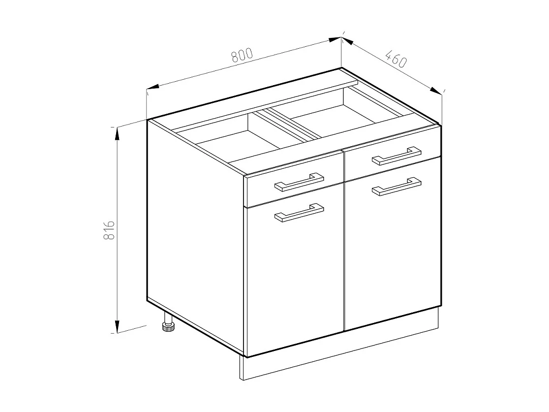Meuble cuisine blanc 80x60x81.6 r-line